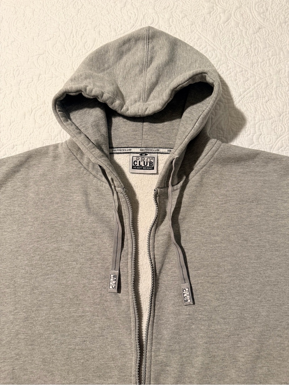 Pro Club Heavyweight Zip Hoodie Gray Men’s M | Missing Zipper Pull